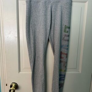 PINK Victoria's Secret Grey Leggings with Colorful Lettering